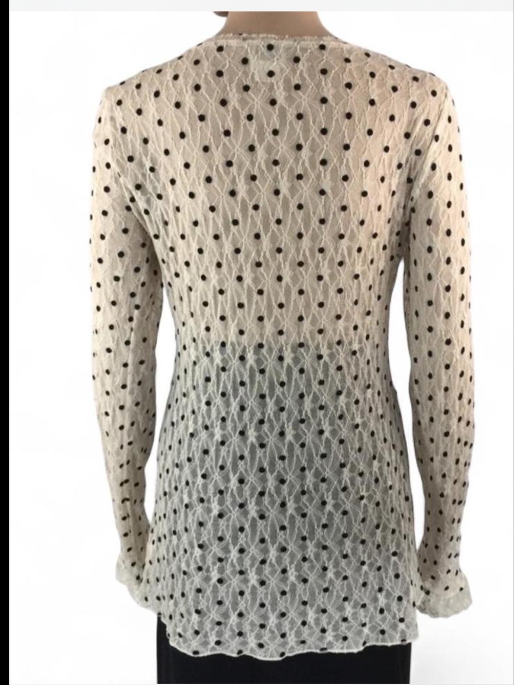 Free people ivory and black polka lace top - Picture 3 of 8